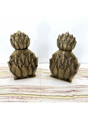 Vintage Set Hampton Brass Pineapple Bookends Traditional Southern Coastal Decor
